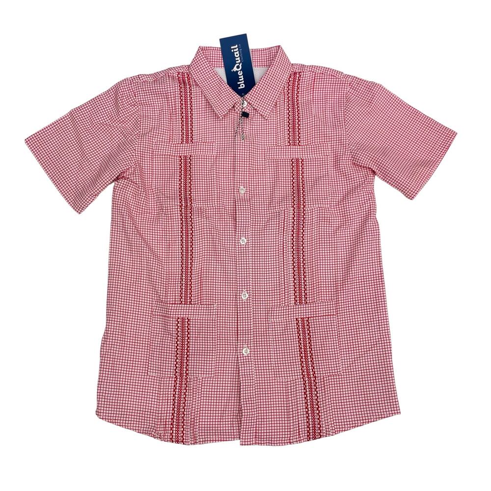 NWT Blue Quail Size 12 Gameday Red Guayabera